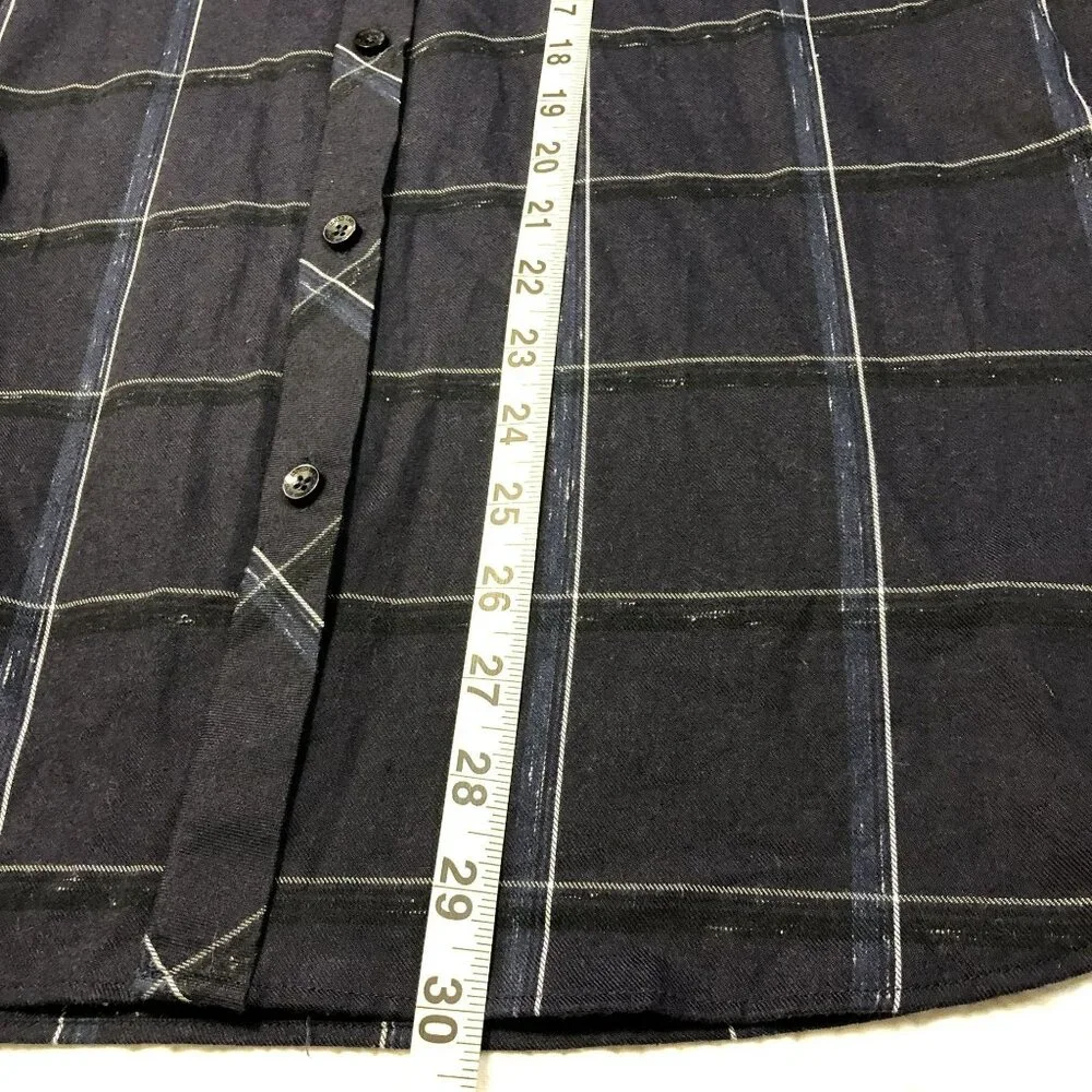Jared Lang After Hours Dress Shirt Navy Windowpane Check Button Down Size L Mens